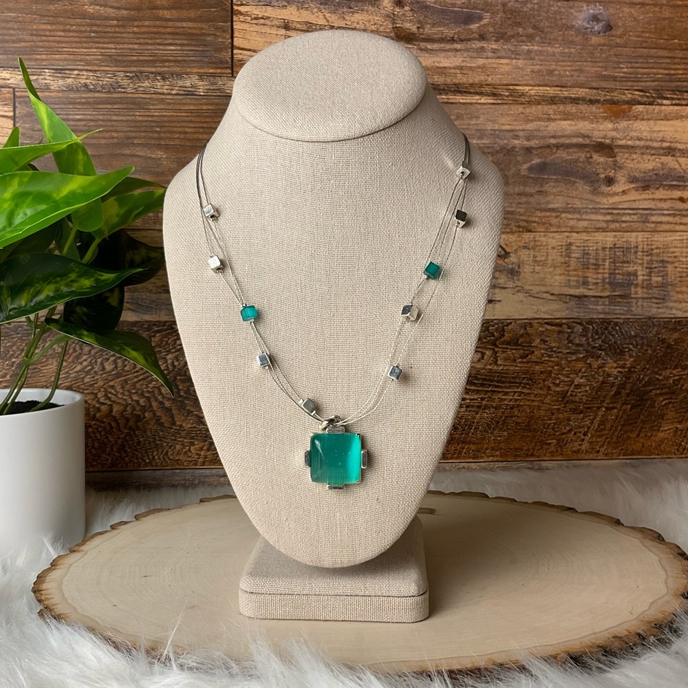 Green Square Necklace - Picture 1 of 6